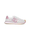 Dolce & Gabbana White Low Top With Lace Details And Dg Patch On The Side In Fabric And Suede Blend Woman In Multi