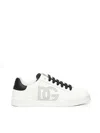 Dolce & Gabbana White And Black Leather Sneakers In White