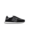Dolce & Gabbana Dg Cushion Lace-detailed Suede Sneakers Shoes In Black