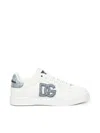 Dolce & Gabbana White Low-top Sneakers With Logo And Blue Tongue In White