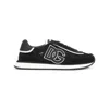Dolce & Gabbana Dg Cushion Lace-detailed Suede Sneakers Shoes In Black
