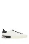 Dolce & Gabbana Portofino Leather Sneakers With Rubberized Logo Shoes