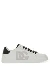 Dolce & Gabbana White And Black Leather Sneakers In White