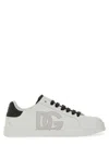 Dolce & Gabbana White And Black Leather Sneakers In White