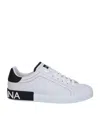 Dolce & Gabbana Portofino Leather Sneakers With Rubberized Logo Shoes In White