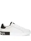 Dolce & Gabbana Portofino Leather Sneakers With Rubberized Logo Shoes In White