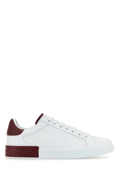 Dolce & Gabbana Leather Sneakers With Contrasting Heel Tab In Red