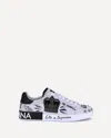 Dolce & Gabbana White Low Top Sneakers With Logo Patch On The Tongue And All-over Print