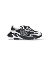 Dolce & Gabbana Panelled Leather Sneakers With Iconic Logo Patch In Black