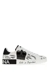 Dolce & Gabbana White Low Top Sneakers With Logo Patch On The Tongue And All-over Print In White