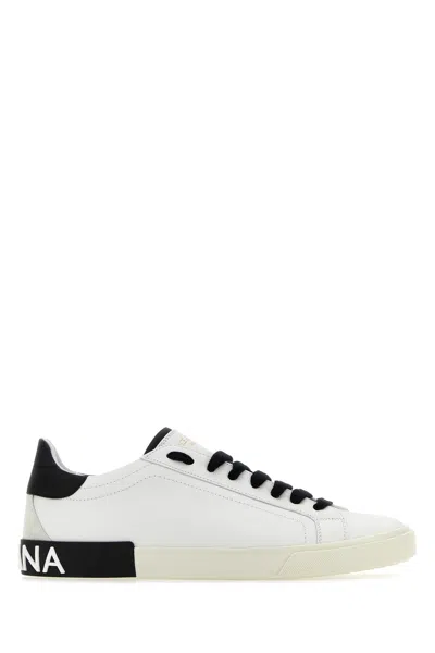 DOLCE & GABBANA DOLCE & GABBANA WHITE LEATHER PORTOFINO SNEAKERS