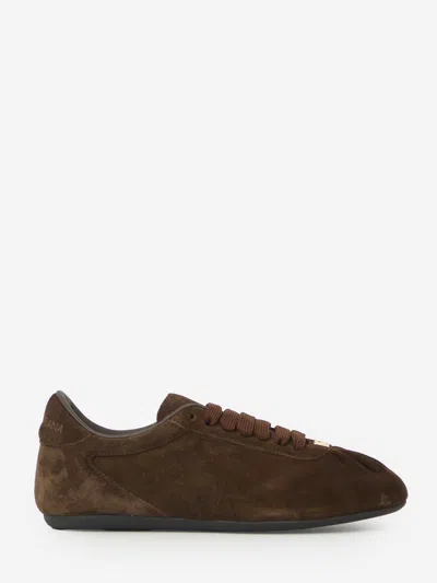 Dolce & Gabbana Sneakers Basse In Pelle Scamosciata In Brown