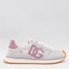 Dolce & Gabbana White Low Top With Lace Details And Dg Patch On The Side In Fabric And Suede Blend Woman In Multi