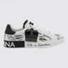 Dolce & Gabbana White Low Top Sneakers With Logo Patch On The Tongue And All-over Print In White