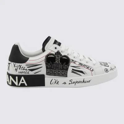 DOLCE & GABBANA DOLCE & GABBANA BLACK AND WHITE LEATHER SNEAKERS