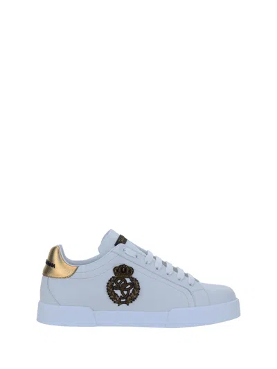 Dolce & Gabbana Portofino White Leather Sneaker With Logo Detail