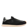 Dolce & Gabbana Dg Cushion Suede And Leather-trimmed Crocheted Sneakers In Black