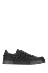 Dolce & Gabbana Round Toe Leather Low Top Sneakers In Black