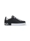 Dolce & Gabbana Portofino Sneakers In Nappa Calfskin With Cushioned Footbed In Black