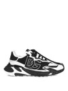 Dolce & Gabbana Panelled Leather Sneakers With Iconic Logo Patch In Black