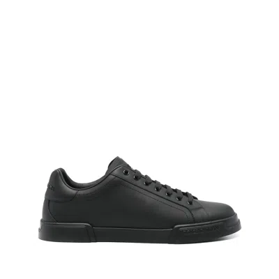 Dolce & Gabbana Round-toe Low-top Casual Shoes In Black