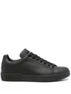 Dolce & Gabbana Portofino Black Low Top Sneakers With Logo Lettering Detail In Smooth Leather Man In Black