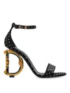 Dolce & Gabbana Keira 105 Polka Dot Print Dg Baroque Sandals In Black