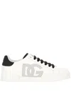 Dolce & Gabbana White And Black Leather Sneakers In White