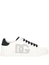 Dolce & Gabbana White And Black Leather Sneakers In White