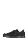 Dolce & Gabbana Round Toe Leather Low Top Sneakers In Black+black