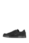 Dolce & Gabbana Round Toe Leather Low Top Sneakers In Black+black