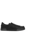 Dolce & Gabbana Round Toe Leather Low Top Sneakers In Black+black