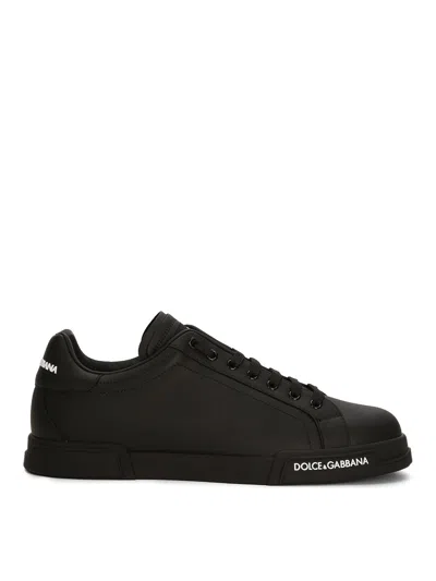 Dolce & Gabbana Round-toe Low-top Casual Shoes In Black