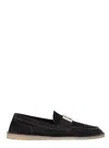 Dolce & Gabbana Logo-lettering Suede Loafers In Blue