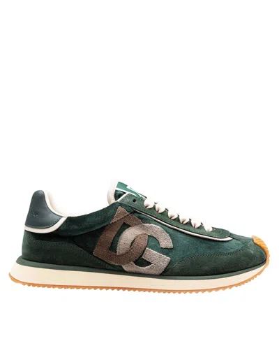 Dolce & Gabbana Cushion Low-top Sneakers Featuring Suede Inserts In Green