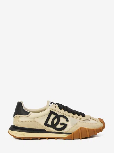 Dolce & Gabbana Dg Athletic Black Low Top Sneakers With Logo Patch On The Tongue And Maxi Logo On The Side In Suede 