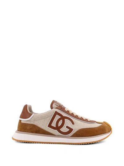 Dolce & Gabbana Sneakers Dg Cushion In Cotone E Pella Marrone Dolce E Gabbana In Brown