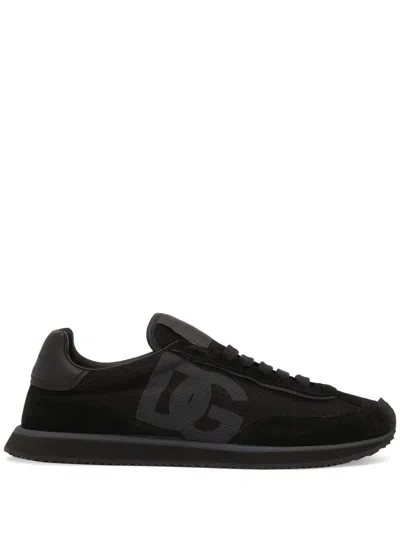DOLCE & GABBANA SUEDE AND MESH DG CUSHION SNEAKERS