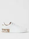 Dolce & Gabbana Portofino White And Gold Low Top Sneakers With Logo In Leather Woman In White