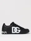 Dolce & Gabbana Portofino Sneakers In Black Calf Leather With White Logo In Schwarz