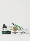 Dolce & Gabbana Portofino Leather Sneakers With Applied Studs In Weiss 1