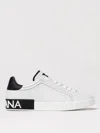 Dolce & Gabbana Portofino Leather Sneakers With Rubberized Logo Shoes In Weiss