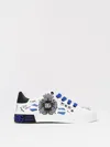 Dolce & Gabbana Printed Calfskin Portofino Light Sneakers In White