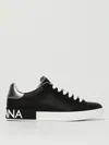 Dolce & Gabbana Portofino Sneakers In Nappa Calfskin With Cushioned Footbed In Black