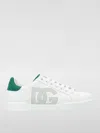 Dolce & Gabbana White And Black Leather Sneakers In White