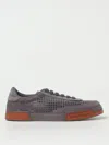 Dolce & Gabbana Portofino Yacht Perforated Distressed Suede Sneakers In Lead