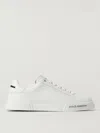 Dolce & Gabbana Portofino' White Low Top Sneakers With Contrasting Logo Detail In Leather