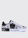 Dolce & Gabbana White Low Top Sneakers With Logo Patch On The Tongue And All-over Print In White