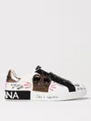 Dolce & Gabbana Portofino Leather Sneakers In Weiss