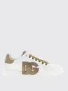 Dolce & Gabbana Black And Beige Low Top Sneakers With Logo Patch On The Side And Logo Lettering On The Tongue In Lea In Nude
